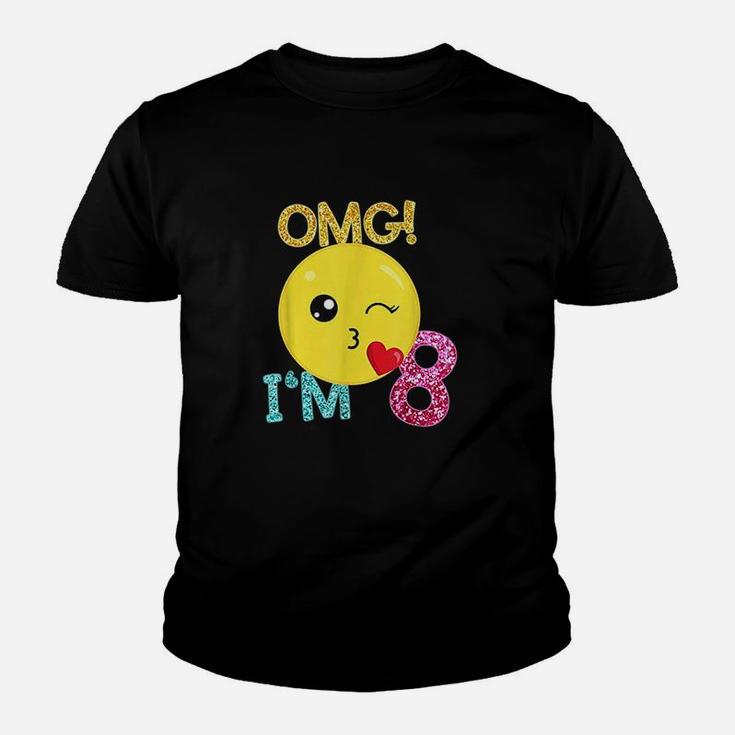 8 Yrs Old Girl Kiss Emoticon Omg I Am 8 Years Kid T-Shirt