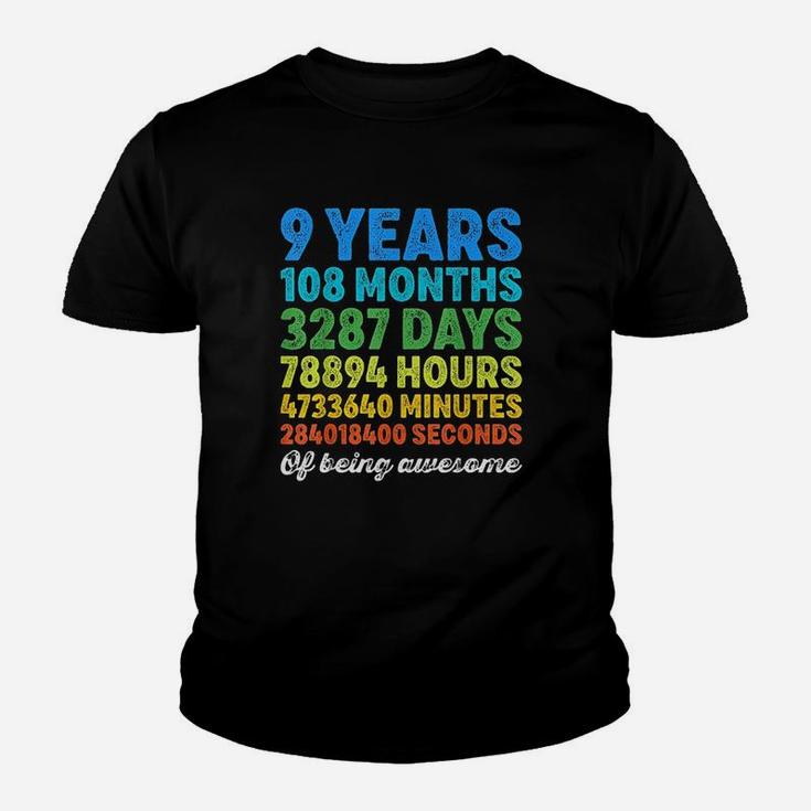 9 Years Old Gifts 9th Birthday Vintage Retro Countdown  Kid T-Shirt