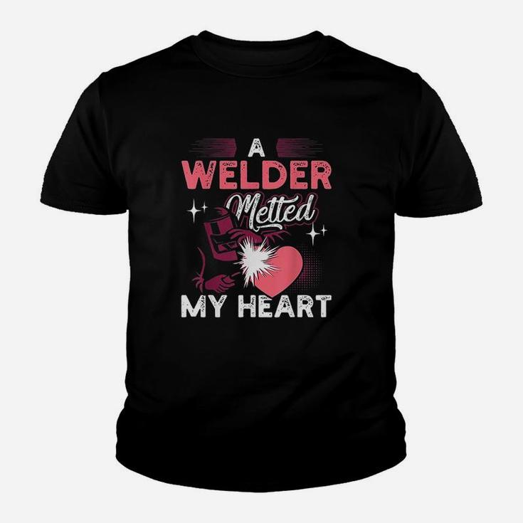 A Welder Melted My Heart Funny Gift For Wife Girlfriend Kid T-Shirt