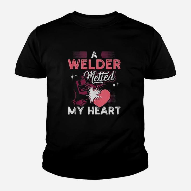 A Welder Melted My Heart Funny Gift For Wife Girlfriend Youth T-shirt