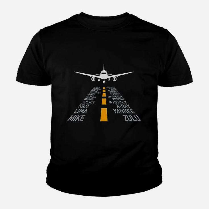 Airplane Pilot Gifts Airport Runway Phonetic Kid T-Shirt