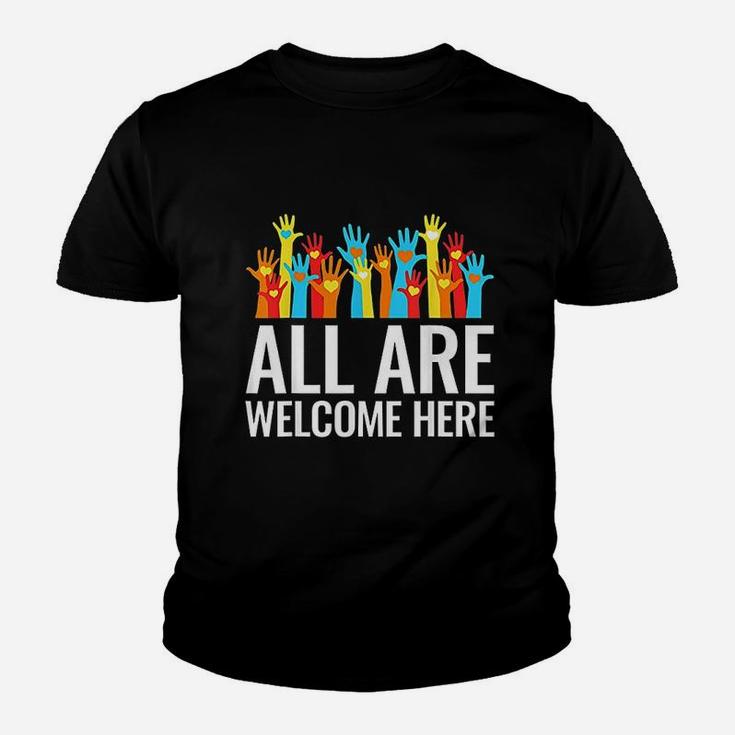 All Are Welcome Here Immigrant Rights Diversity Gift Kid T-Shirt