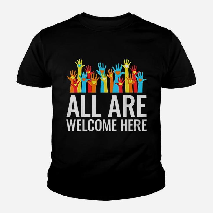 All Are Welcome Here Immigrant Rights Diversity Gift Kid T-Shirt