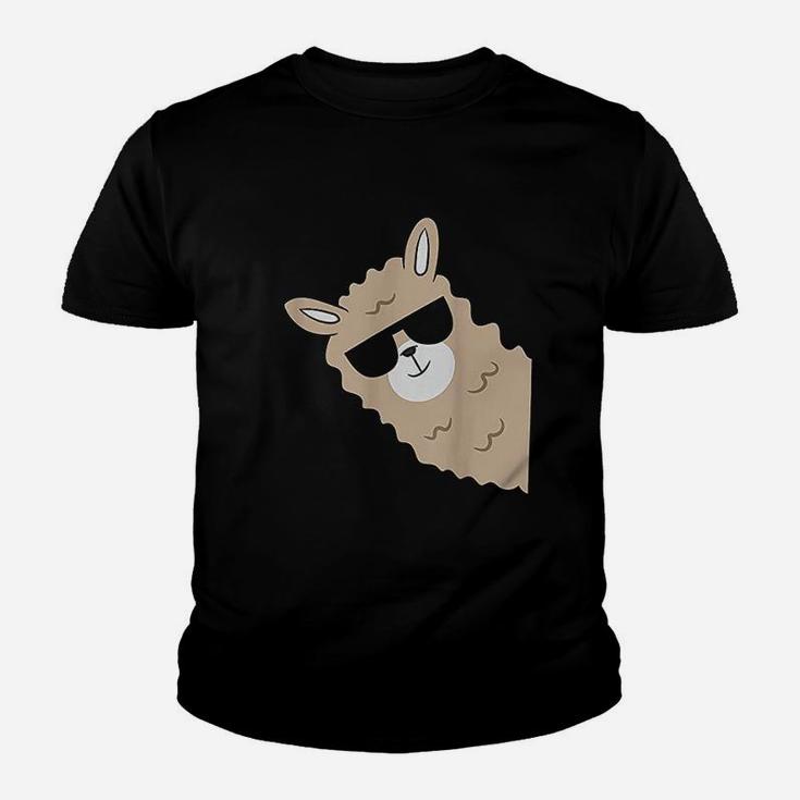 Alpaca Lover Llama With Sunglasses Cute Llama Alpaca Kid T-Shirt