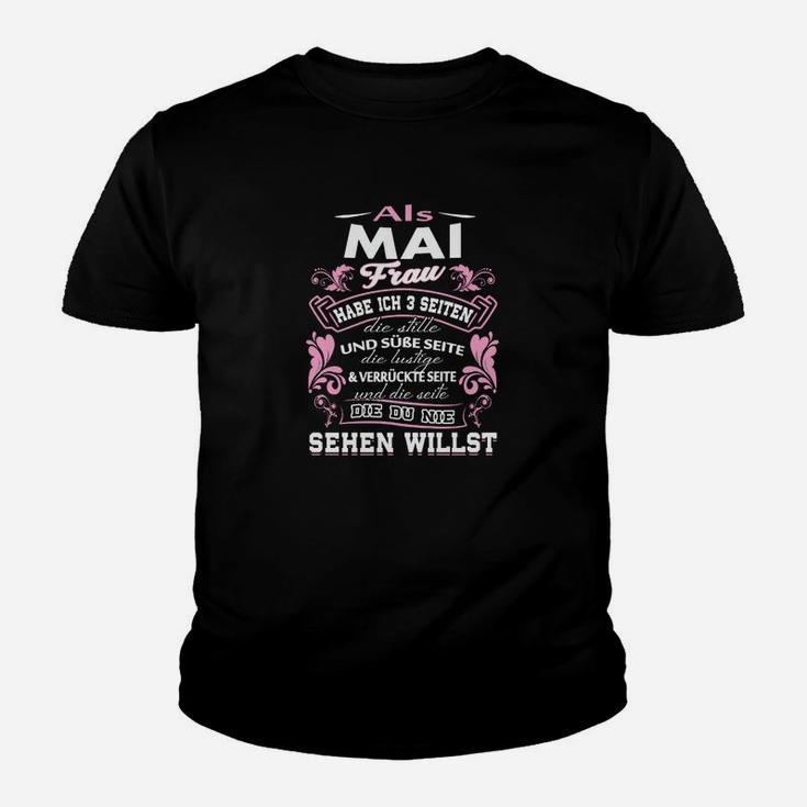 Als Mai Frau Kinder Tshirt mit Spruch, Schwarzes Lustiges Kinder Tshirt für Damen