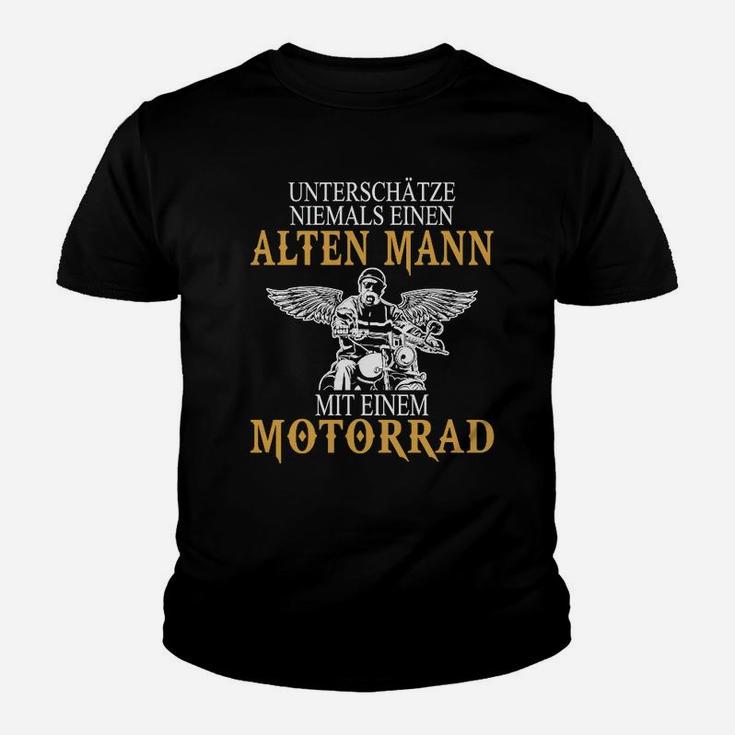 Alten Mann Motorrad Spruch Kinder Tshirt, Schwarzes Biker-Tee