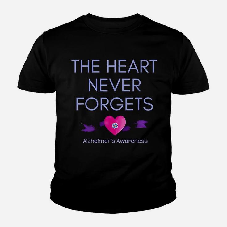 Alzheimers Awareness The Heart Never Forgets Support Kid T-Shirt