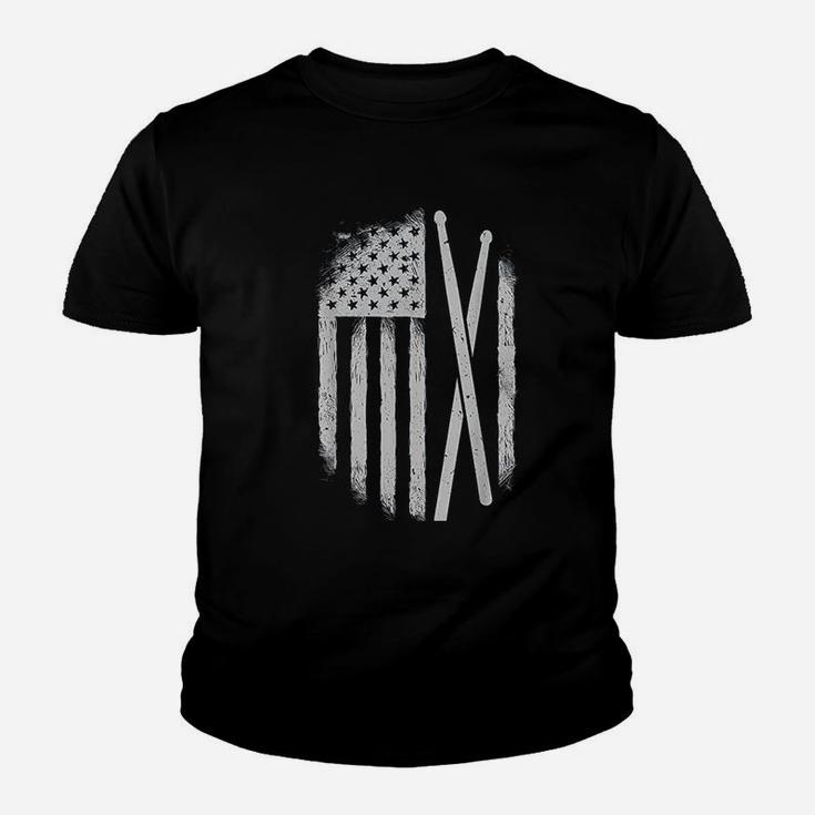 American Flag Drumsticks Usa Drummers Vintage Drum Sticks Kid T-Shirt
