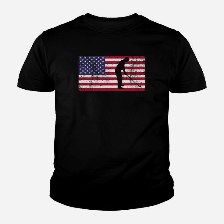 American Flag Patriotic Dad Golfing Fathers Day Kid T-Shirt