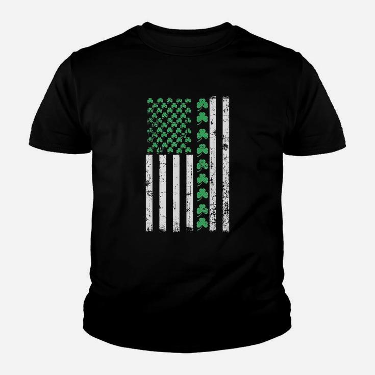 American Flag St Patricks Day Vintage Irish Lucky Kid T-Shirt