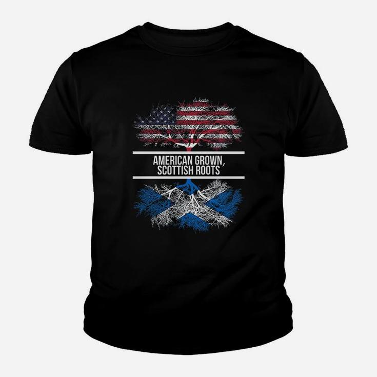 American Grown Scottish Roots American Flag Kid T-Shirt