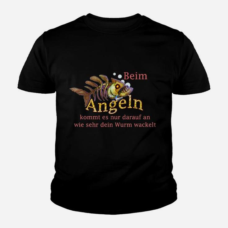 Angler Kinder Tshirt mit lustigem Spruch, Fischmotiv Wurm Wackeln