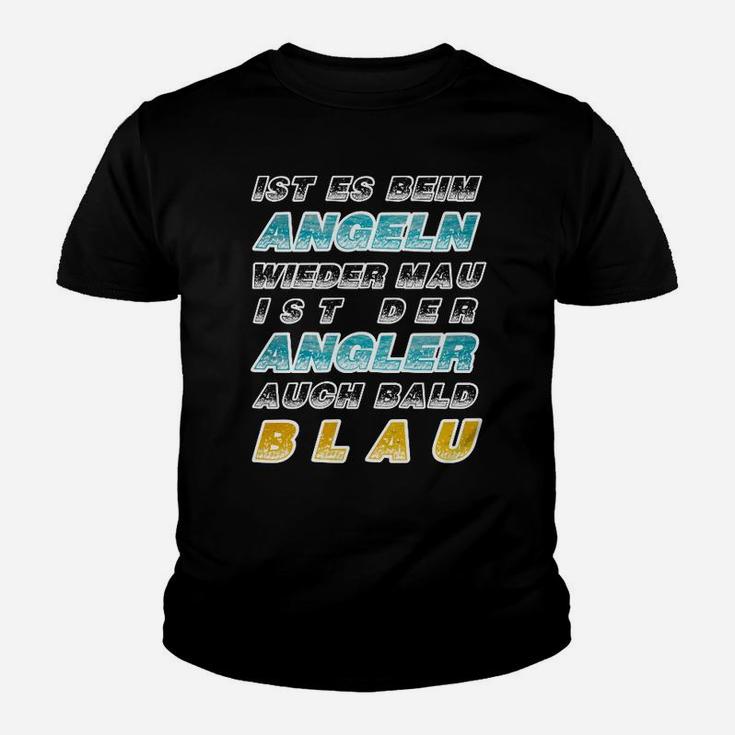 Angler-Slogan Kinder Tshirt Schwarz - Beim Angeln bald der Angler blau