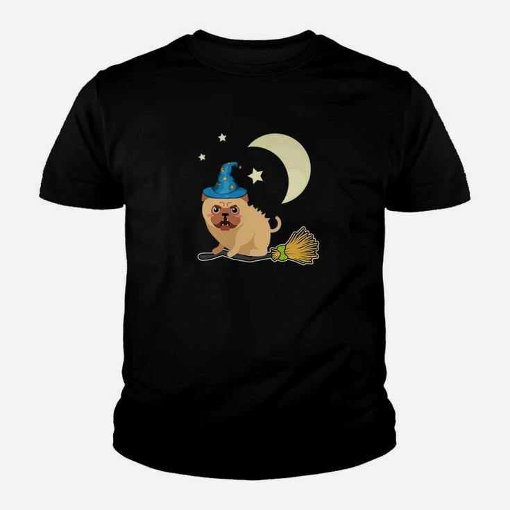 Angry Pug Witch Halloween Funny Cute Pug Dog Tee Kid T-Shirt