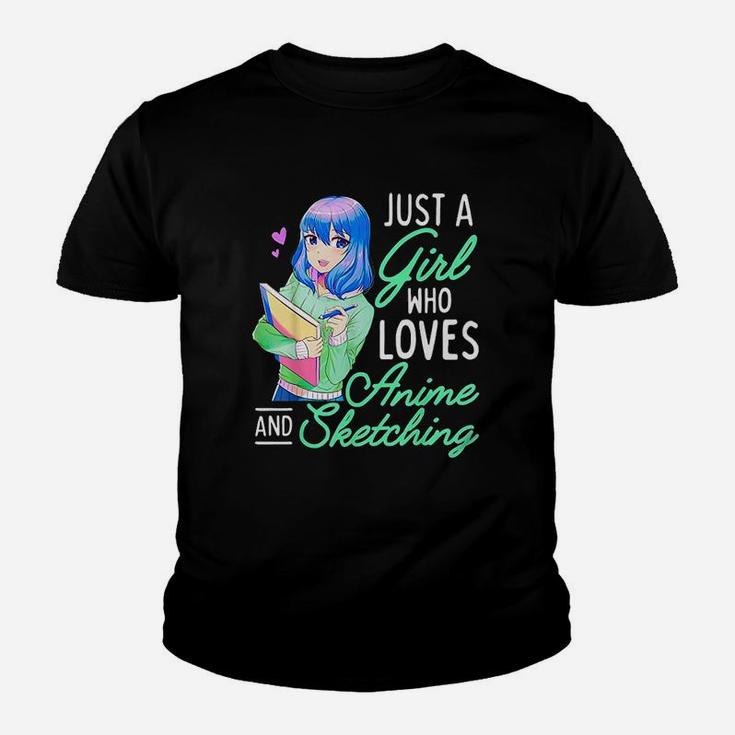 Anime And Sketching Just A Girl Who Loves Anime Drawing Kid T-Shirt