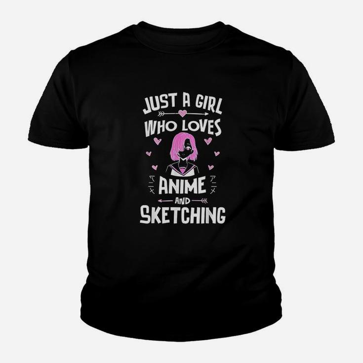 Anime And Sketching Just A Girl Who Loves Anime Kid T-Shirt