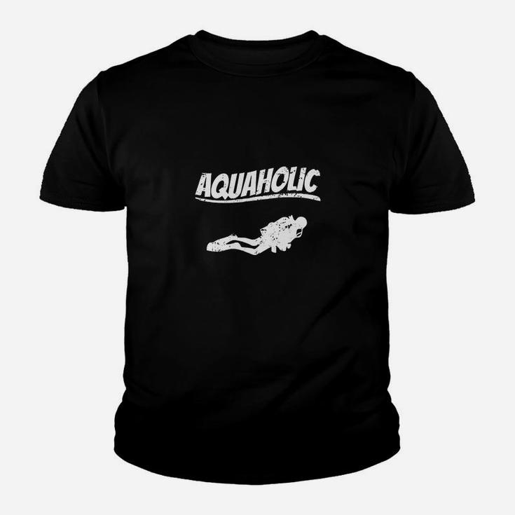 Aquaholic Lustiges Schwimmer Kinder Tshirt, Schwarzes Design für Wassersportfans