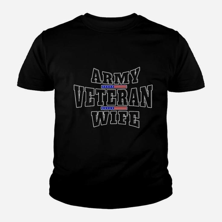 Army Veteran Proud Wife American Flag Pride Kid T-Shirt