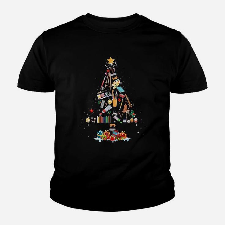 Art Xmas Tree Decor Art Teacher Ugly Artist Christmas Gift Kid T-Shirt