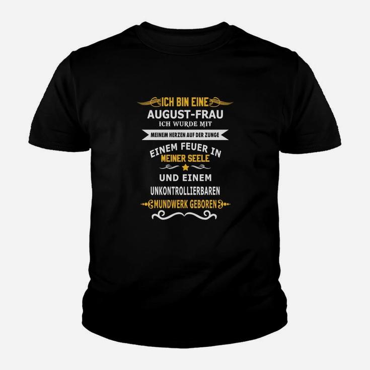 August-Geburtstag Damen Kinder Tshirt, Birthday Feuer-Design