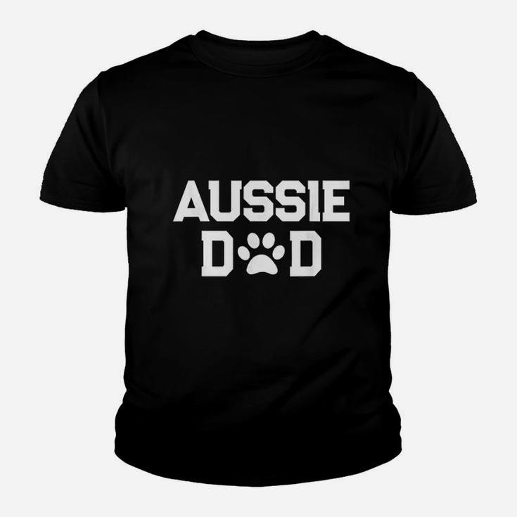 Aussie Dad Paw Print Australian Shepherd Dog Owner Gift Kid T-Shirt