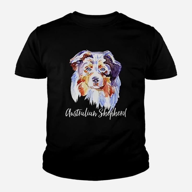 Australian Shepherd Gift Dog Face Art Kid T-Shirt
