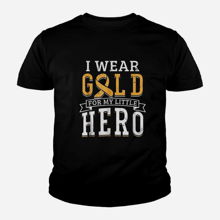 Awareness Survivor Support Gold Hero I Wear Gold For My Little Hero Kid T-Shirt