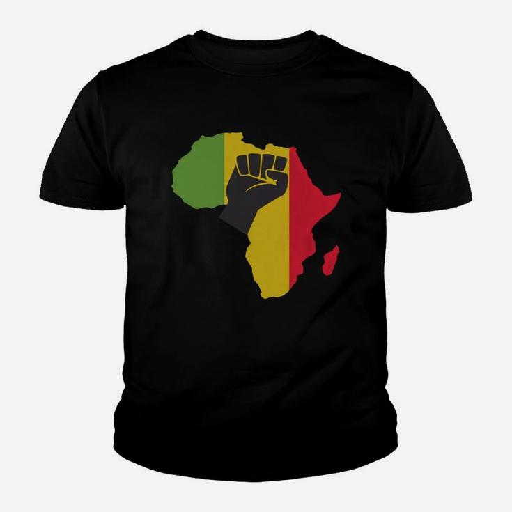 Awesome Africa Black Power With Africa Map Fist Kid T-Shirt