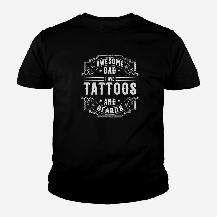 Awesome Dad Have Tattoos And Beards Cool Vintage Graphic Premium Kid T-Shirt