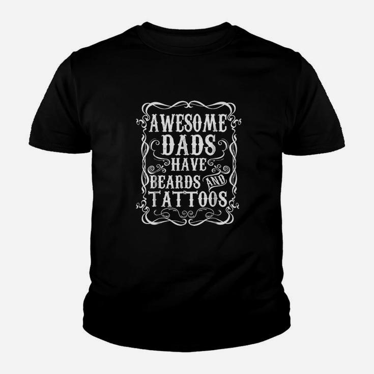 Awesome Dads Have Tattoos And Beards Funny Beard Kid T-Shirt
