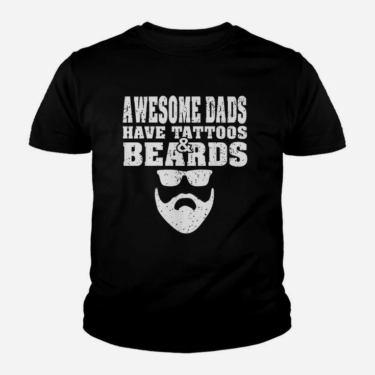 Awesome Dads Have Tattoos And Beards Vintage Fathers Day Kid T-Shirt