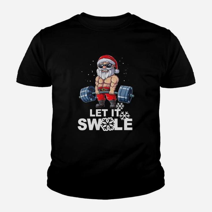Awesome Santa Let It Swole Funny Santa Gym Christmas Gift Funny Tee Shirt Kid T-Shirt