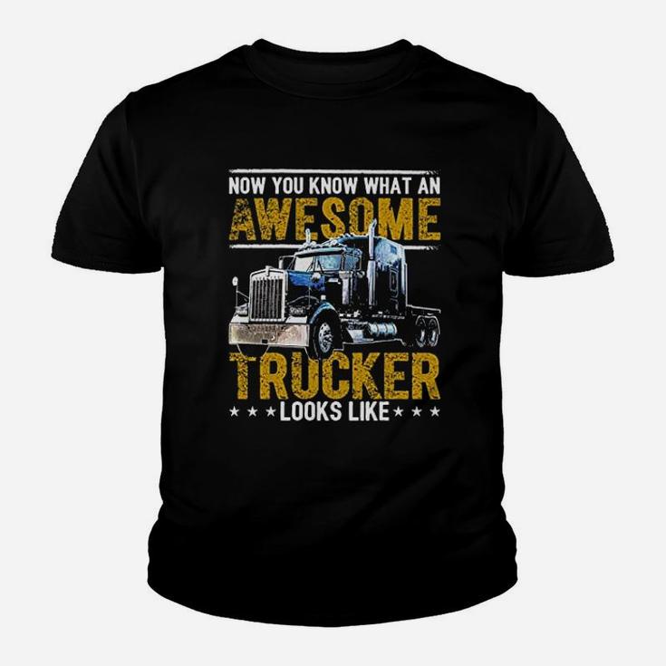 Awesome Trucker Big Rig Sem Trailer Truck Driver Kid T-Shirt