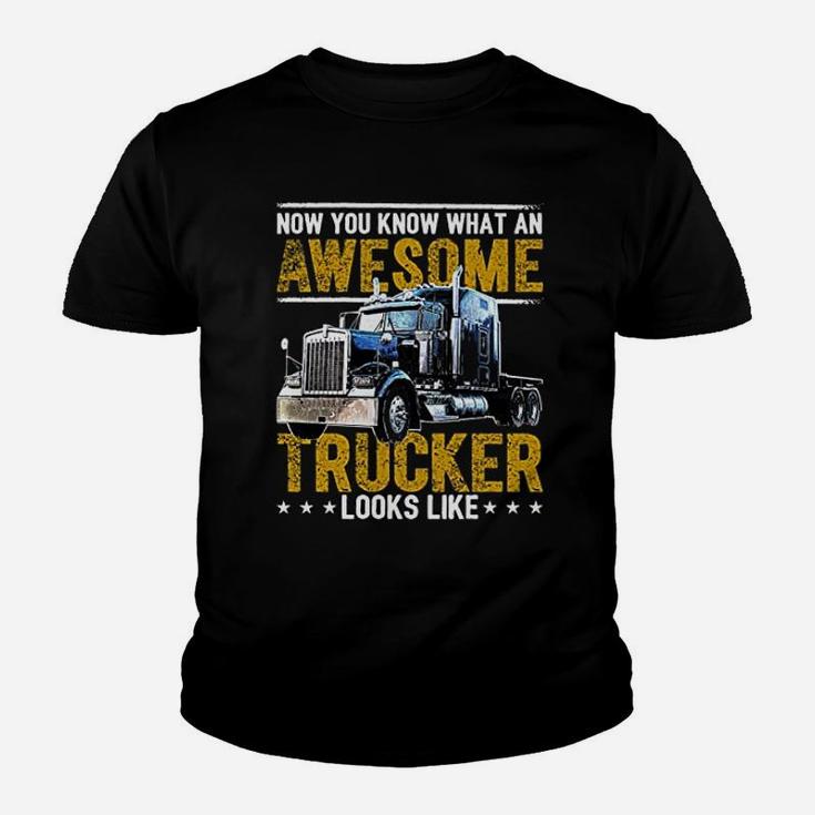 Awesome Trucker Big Rig Semi Trailer Truck Driver Gift Kid T-Shirt