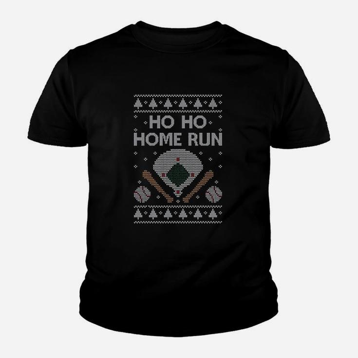 Baseball Fans Ugly Christmas Ho Ho Home Run T-Shirt Kid T-Shirt