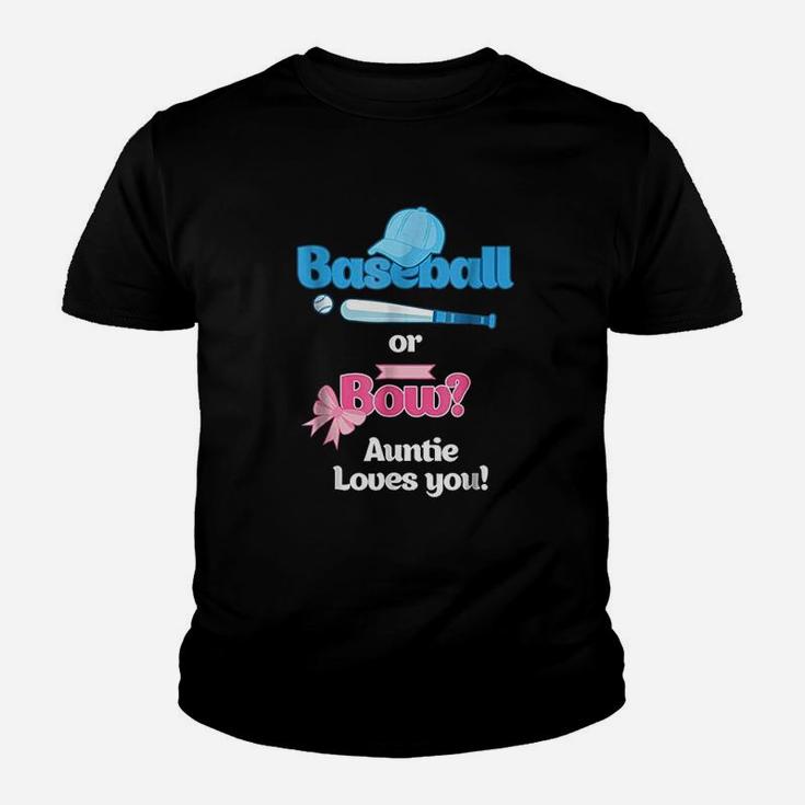 Baseball Or Bows Gender Reveal Party Auntie Loves You Kid T-Shirt