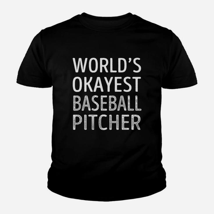 Baseball Pitcher Worlds Okayest Kid T-Shirt