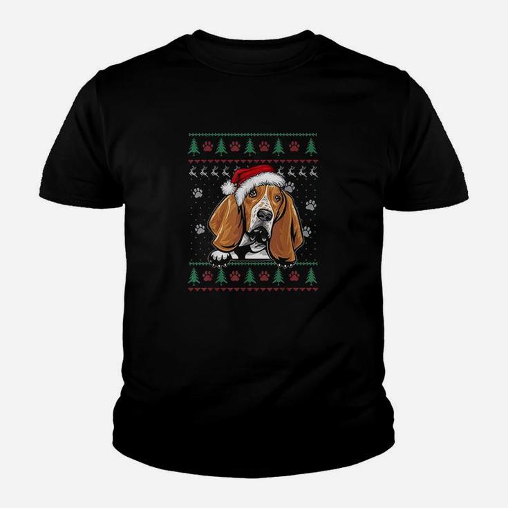 Basset Hound Christmas Ugly Sweater Dog Lover Xmas Kid T-Shirt