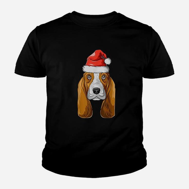 Basset Hound Santa Hat Christmas Basset Hound Kid T-Shirt