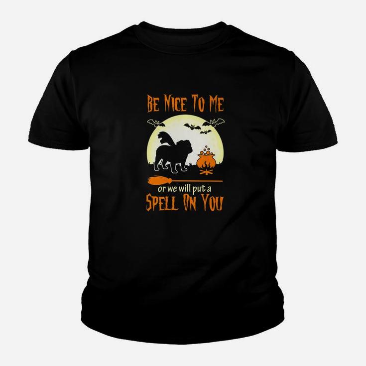 Be Nice To Me English Bulldog Dog Halloween Funny Kid T-Shirt