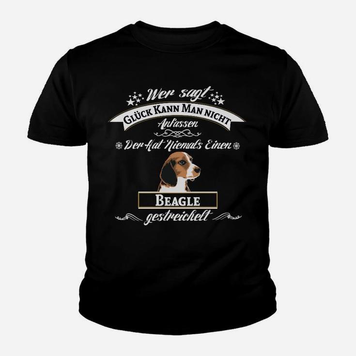 Beagle-Liebhaber Kinder Tshirt: Glück kann man küssen, Beagle streicheln