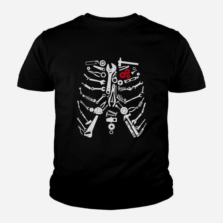 Beautiful Mechanic Skeleton Craftsman Mechanic Tools Halloween Shirt Kid T-Shirt