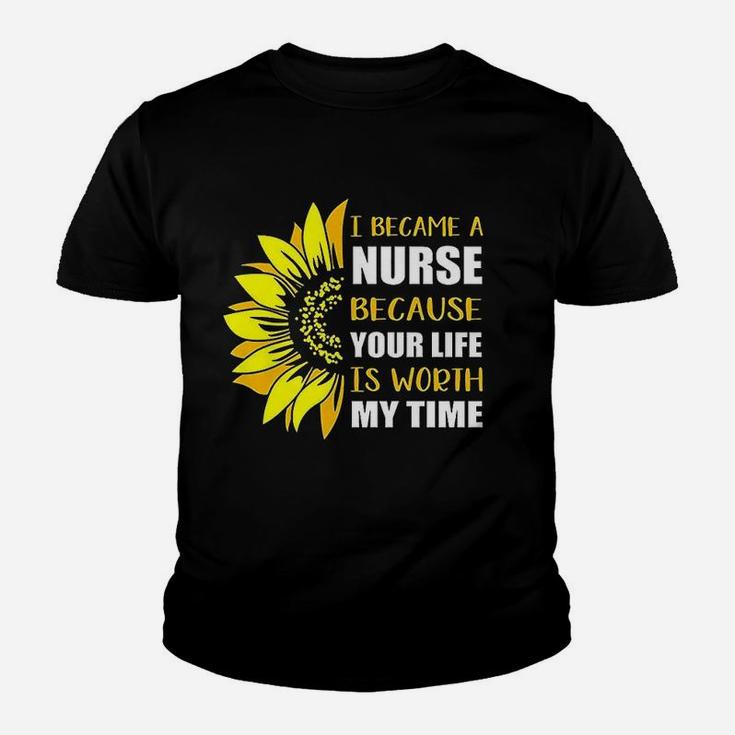 Became A Nurse Sunflower, funny nursing gifts Kid T-Shirt