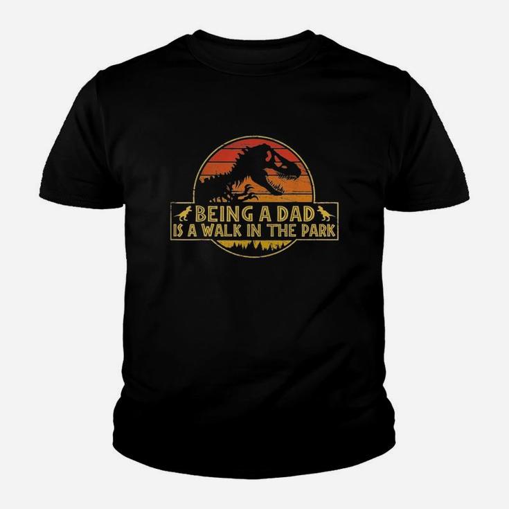 Being A Dad Is A Walk In The Park Dad Retro Sunset Kid T-Shirt