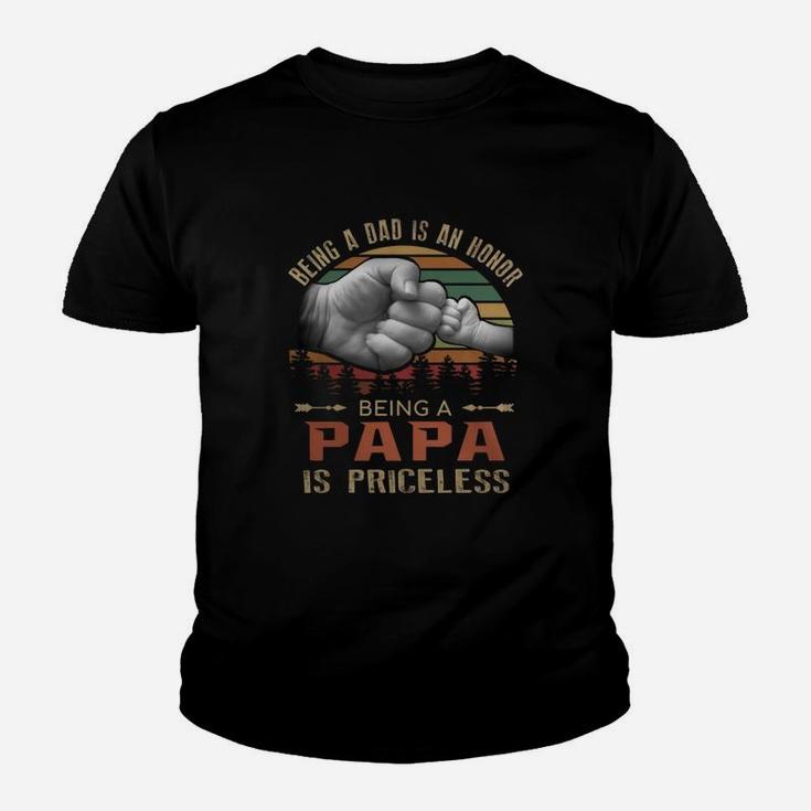 Being A Dad Is An Honor Being A Papa Is Priceless Vintage Kid T-Shirt