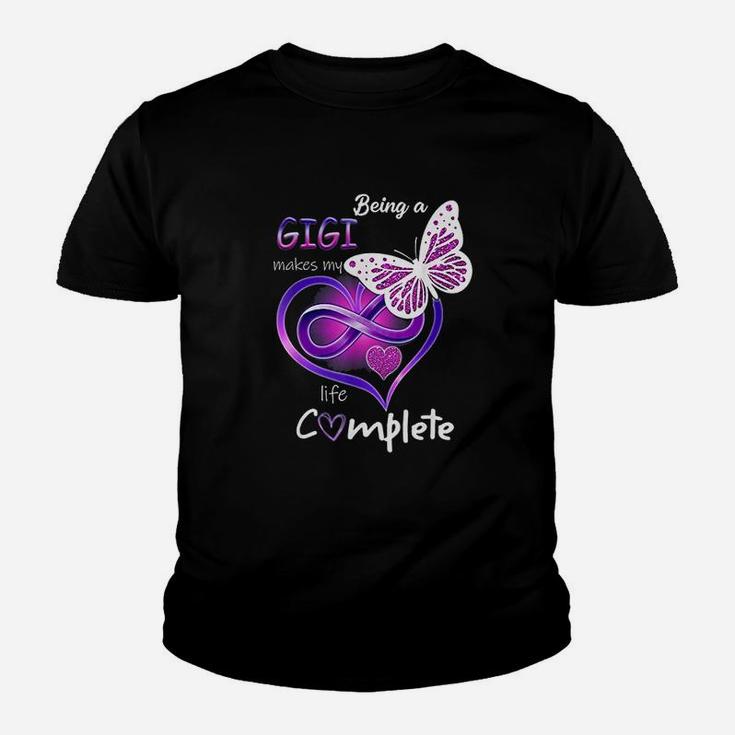 Being A Gigi Makes My Life Complete Butterfly Gigi Gift Kid T-Shirt