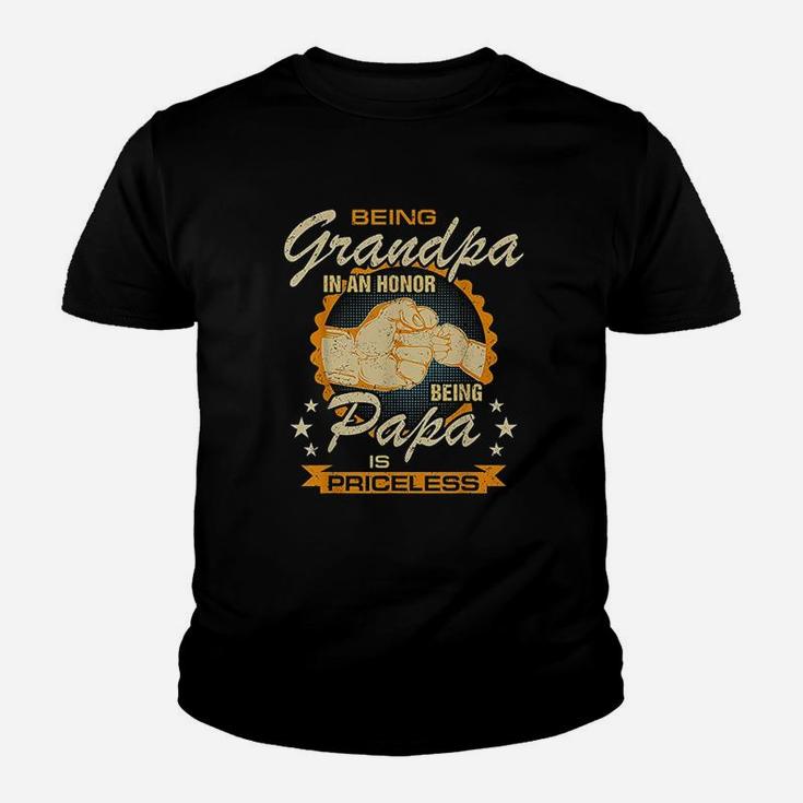 Being Grandpa Is An Honor Being Papa Is Priceless Best Dad Kid T-Shirt