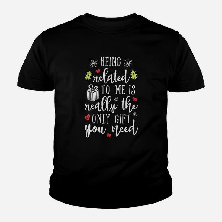 Being Related To Me Funny Christmas Family Xmas Gift Kid T-Shirt