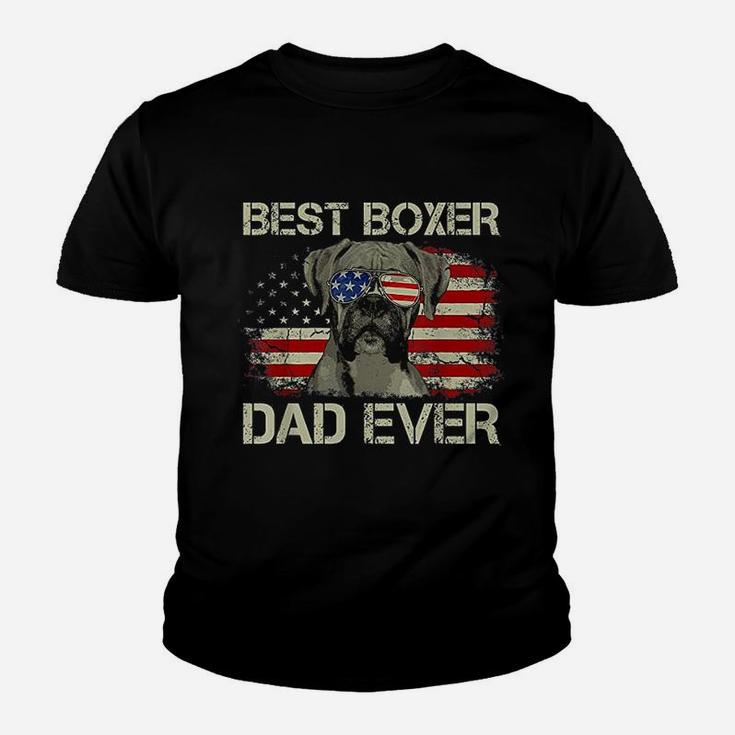 Best Boxer Dad Ever Dog Lover American Flag Gift Kid T-Shirt