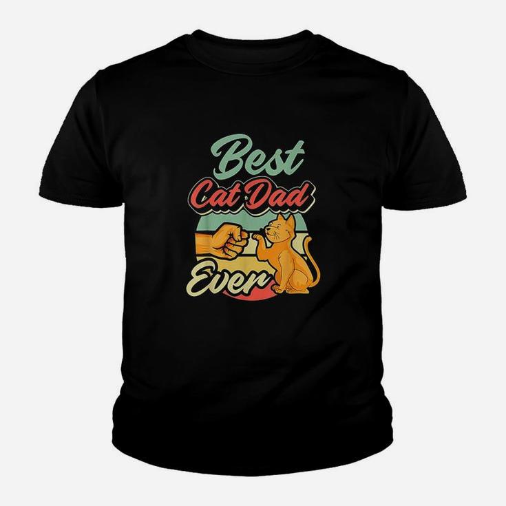 Best Cat Dad Ever Retro Vintage Best Cat Father Gift Kid T-Shirt